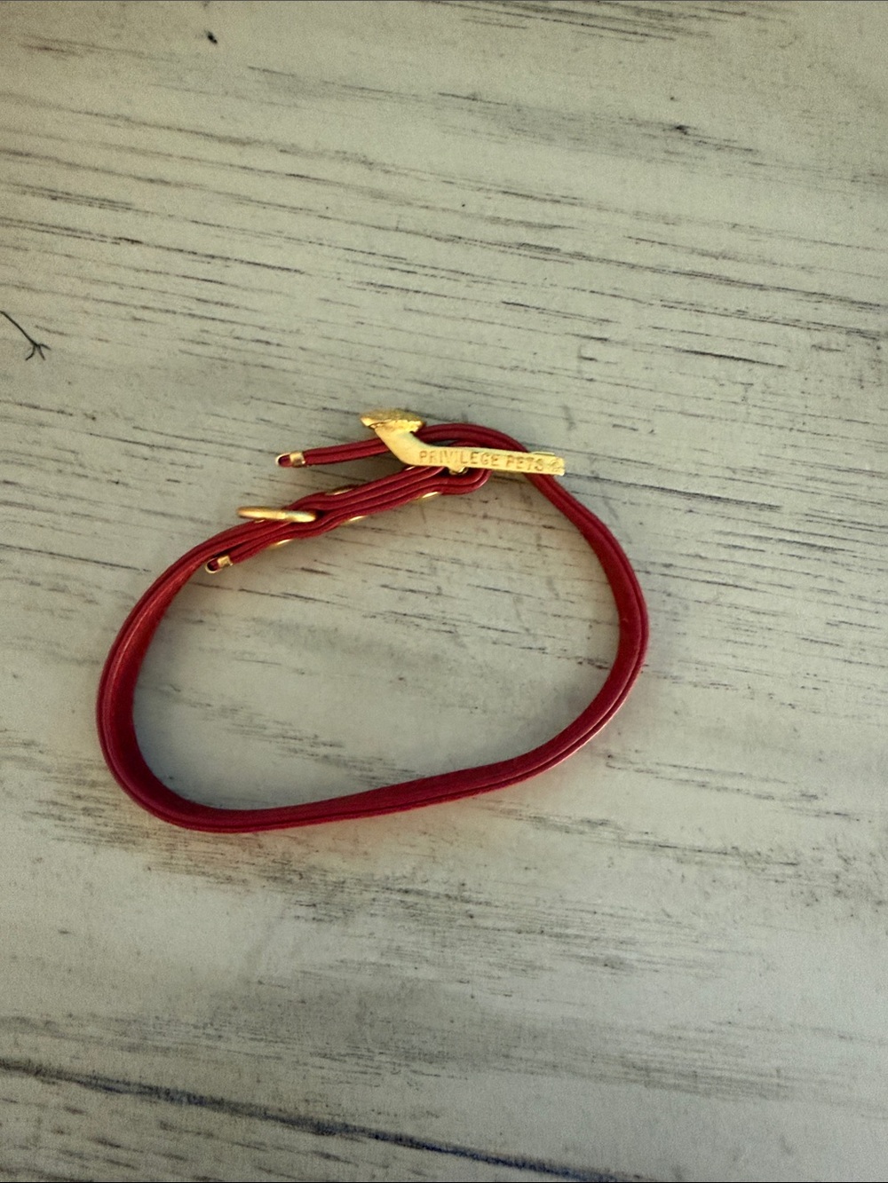 Red Leather Wrap Bracelet with Gold Accents